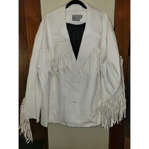 Asos White Faux Leather Fringe Womens 20 Plus Sized Jacket